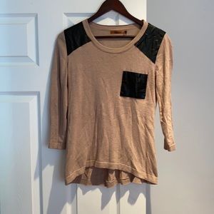 Bellidini Faux leather and light coffee sweater M